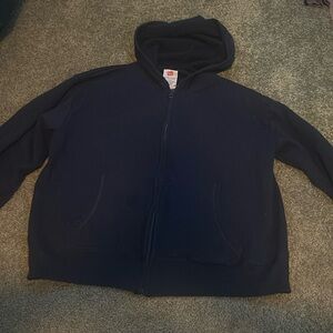 Navy blue zip up hoodie size large